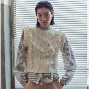 Mango Ruffled Sleeveless Sweater